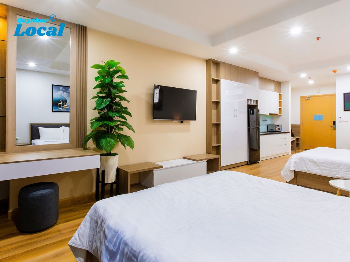 Phòng nghỉ hiện đại, có bếp dành cho những người thích nấu nướng